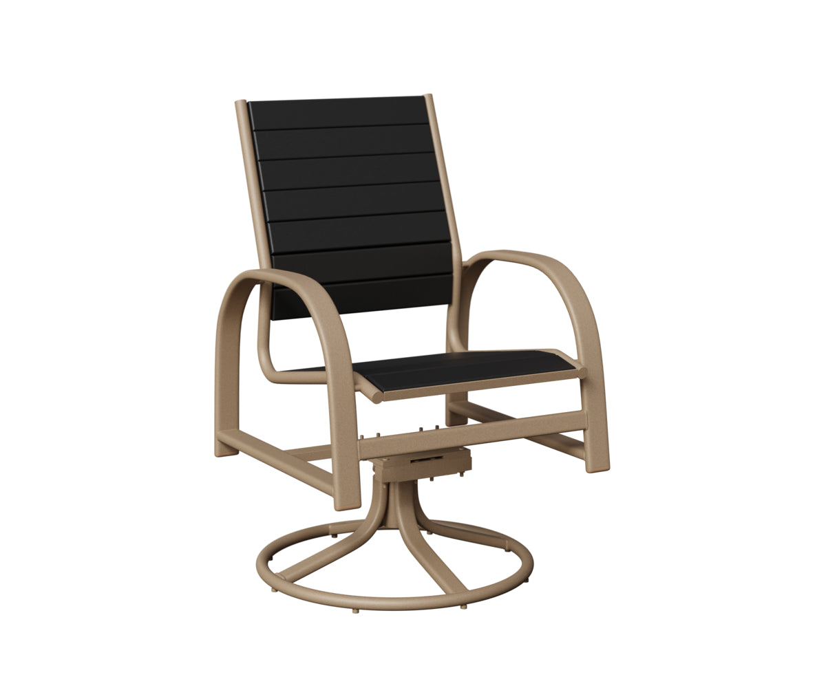 Berlin Gardens Murphy Poly Swivel Rocker Dining Chair in Oak Wood Vein, Black slats