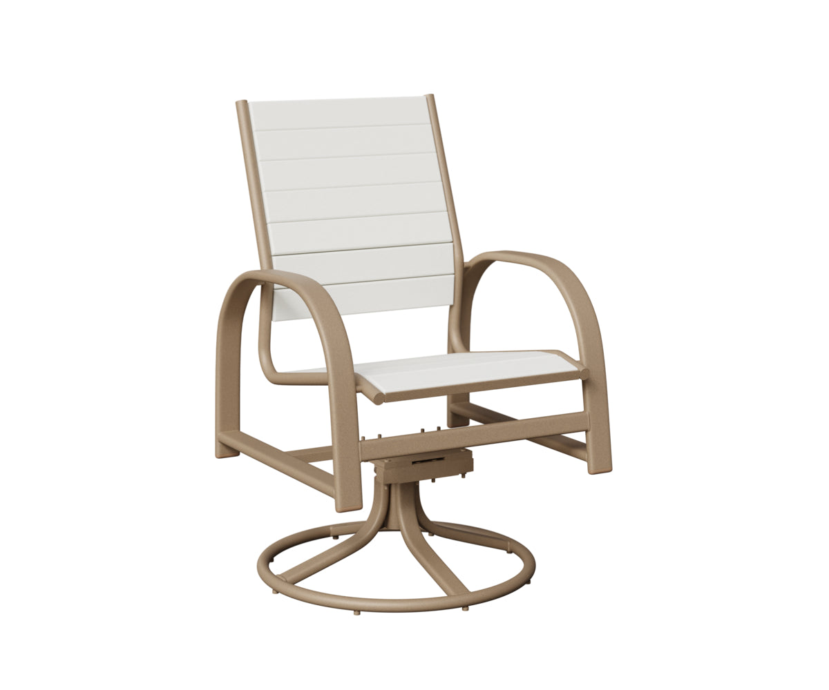 Berlin Gardens Murphy Poly Swivel Rocker Dining Chair in Oak Wood Vein, White slats
