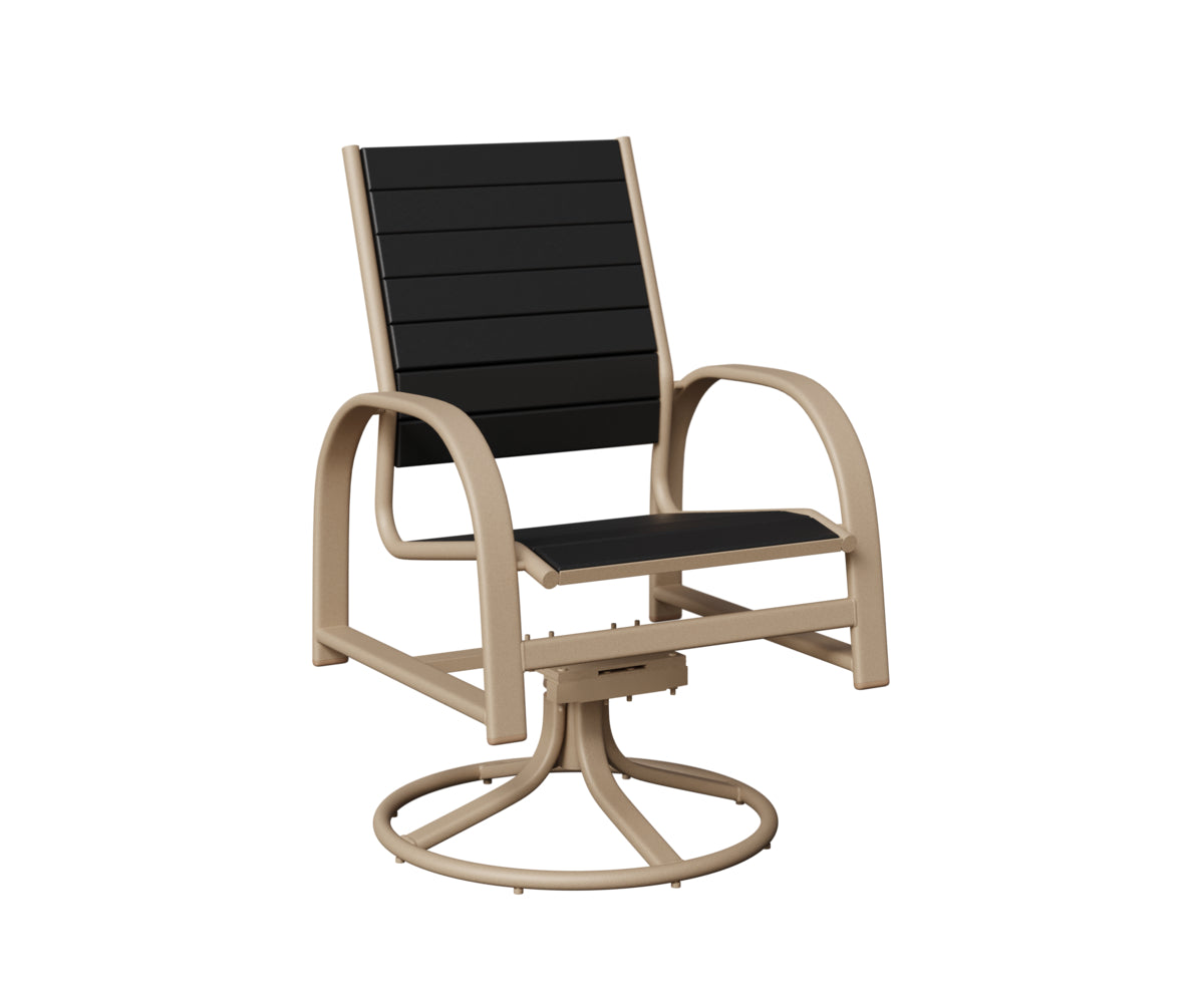 Berlin Gardens Murphy Poly Swivel Rocker Dining Chair in Sahara Speckle, Black slats