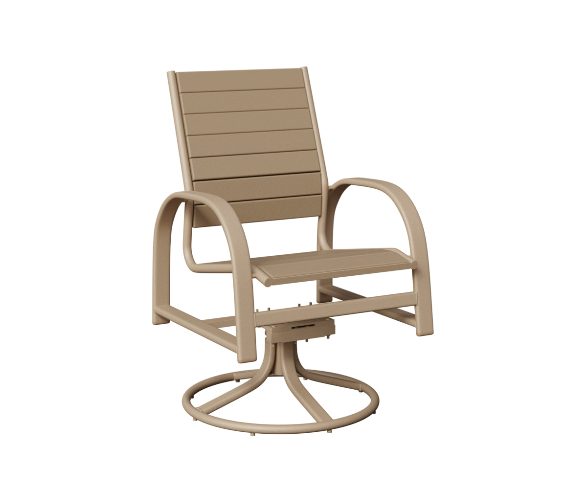 Berlin Gardens Murphy Poly Swivel Rocker Dining Chair in Sahara Speckle, Weatherwood slats