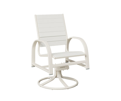 Berlin Gardens Murphy Poly Swivel Rocker Dining Chair in White, White slats