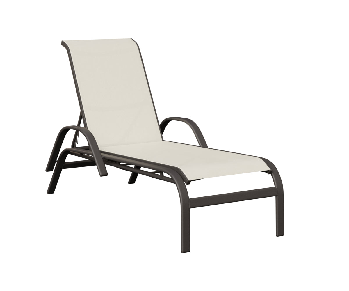 Berlin Gardens Murphy Sling Chaise Lounge with Arms in Granite Speckle