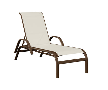 Berlin Gardens Murphy Sling Chaise Lounge with Arms in Mesquite Wood Vein