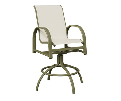 Berlin Gardens Murphy Sling Swivel Bar Chair in Green Sage