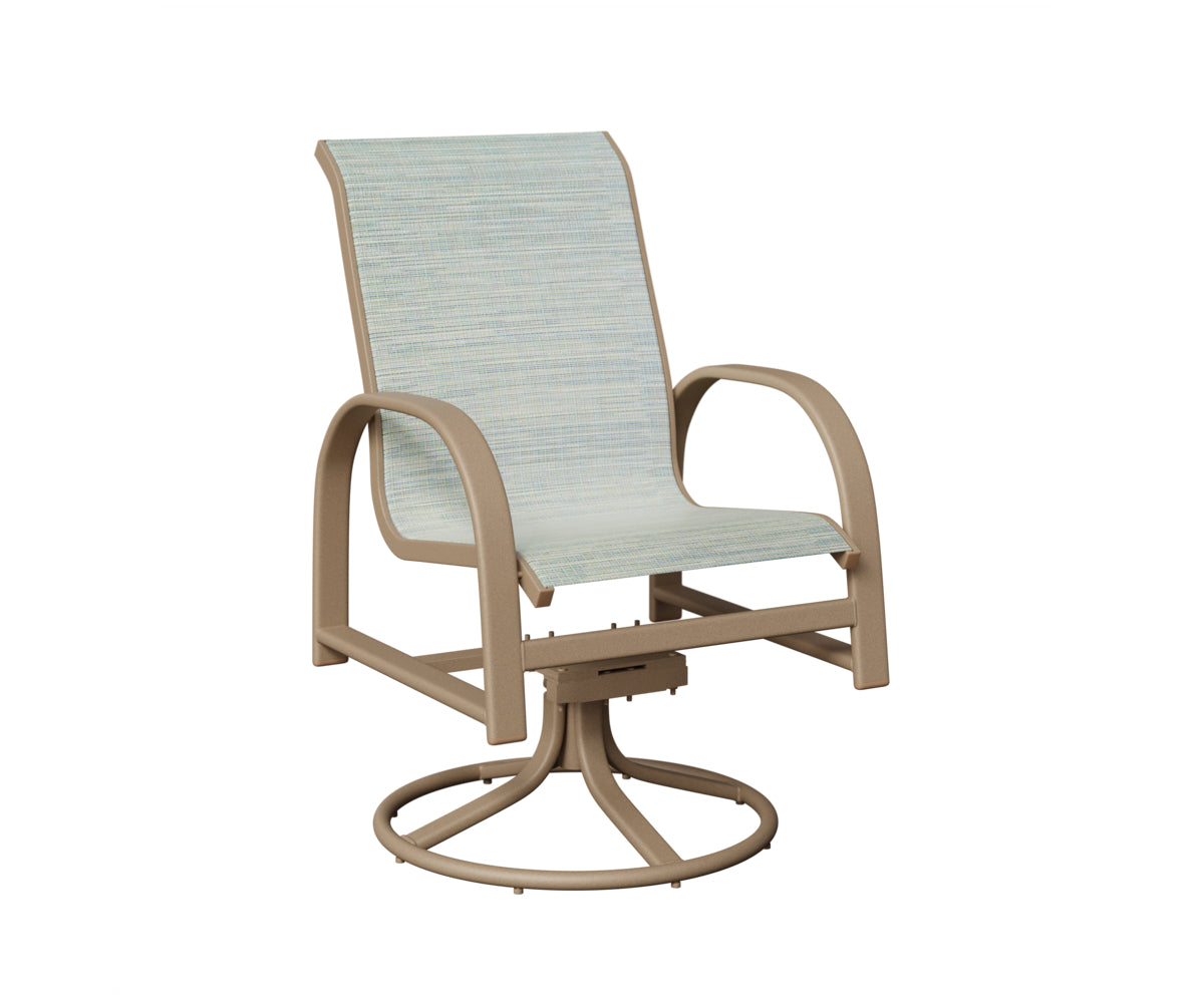 Berlin Gardens Murphy Sling Swivel Rocker Dining Chair in Oak Wood Vein