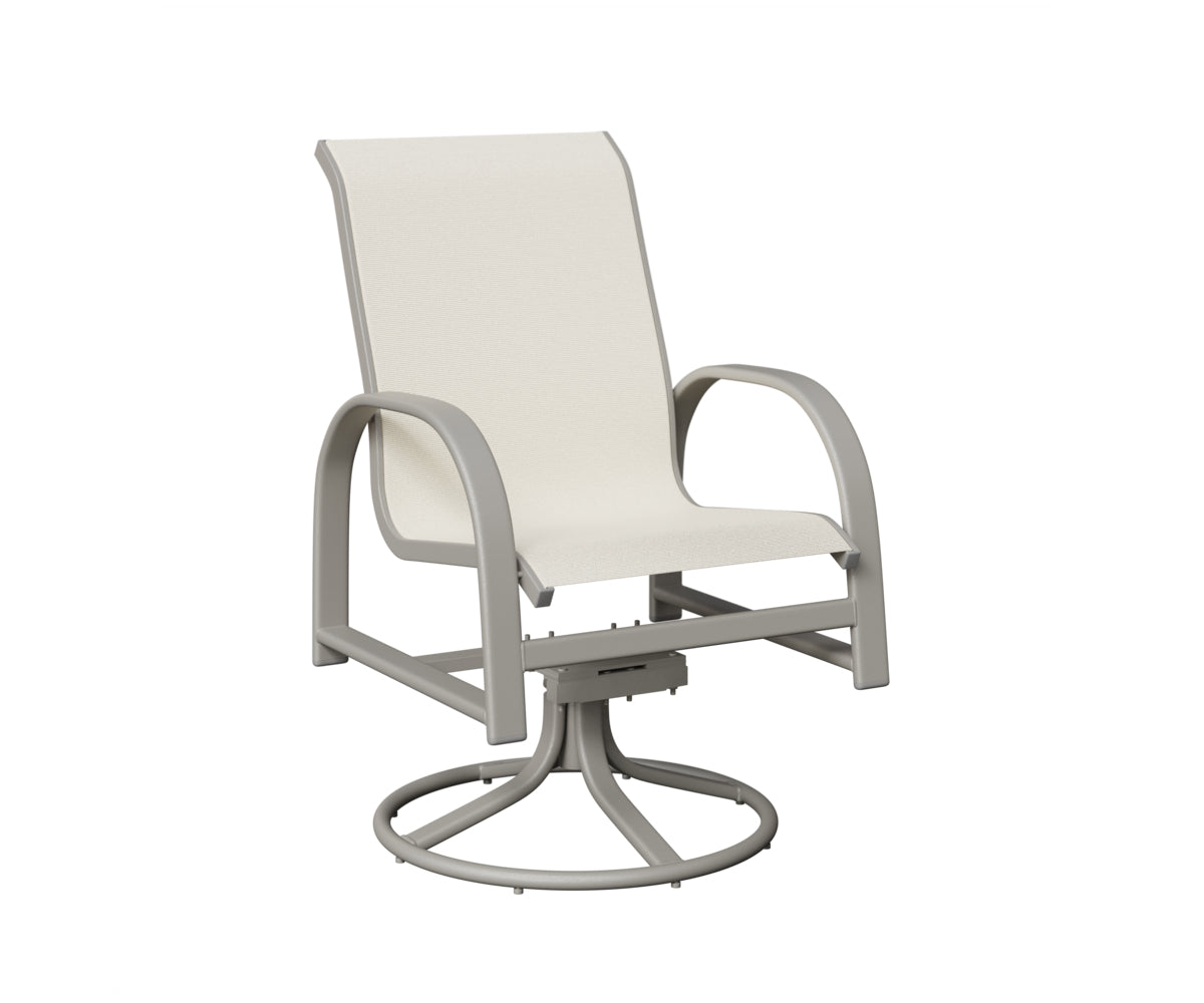 Berlin Gardens Murphy Sling Swivel Rocker Dining Chair in Platinum Silver