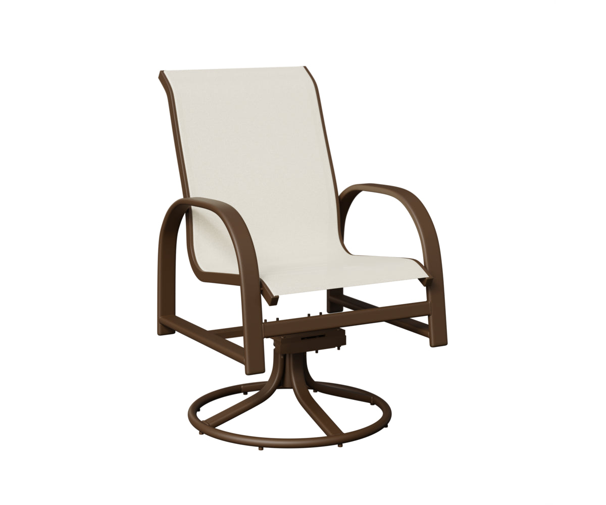Berlin Gardens Murphy Sling Swivel Rocker Dining Chair in Mesquite Wood Vein