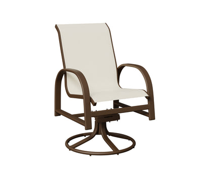 Berlin Gardens Murphy Sling Swivel Rocker Dining Chair in Mesquite Wood Vein