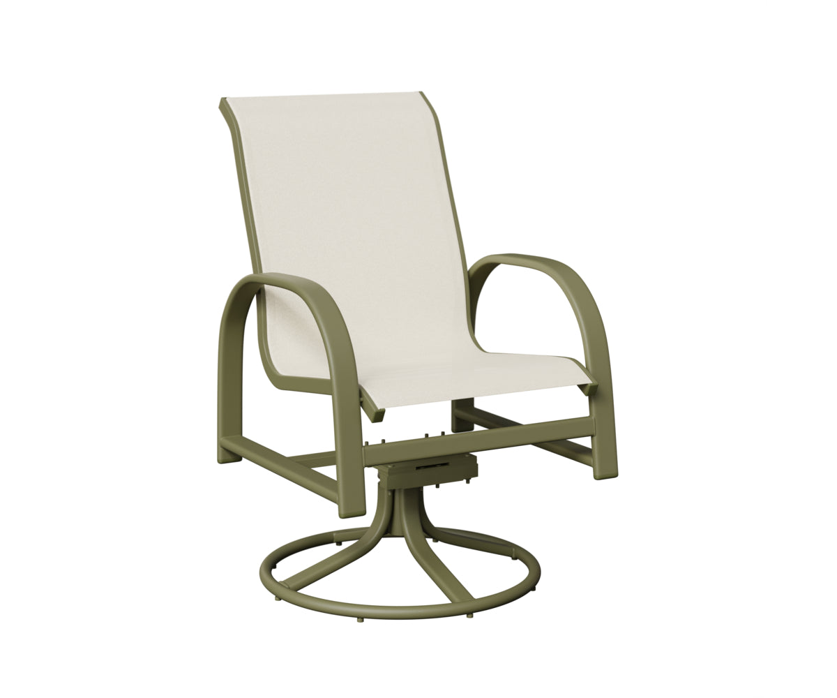 Berlin Gardens Murphy Sling Swivel Rocker Dining Chair in Green Sage