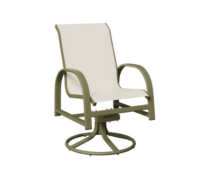 Berlin Gardens Murphy Sling Swivel Rocker Dining Chair in Green Sage