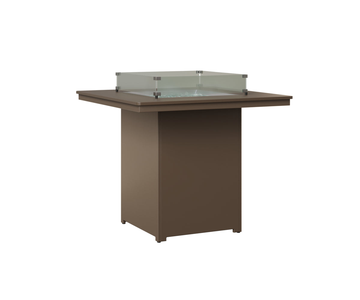 Berlin Gardens Numa 47" Sq Fire Table Bar in Clay, Hammered Bronze top