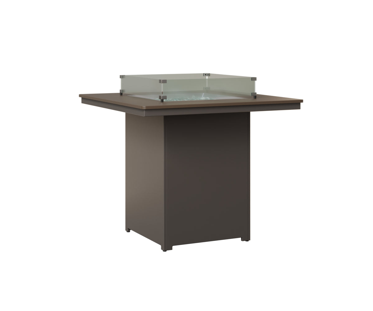 Berlin Gardens Numa 47" Sq Fire Table Bar in Graphite, Hammered Bronze top