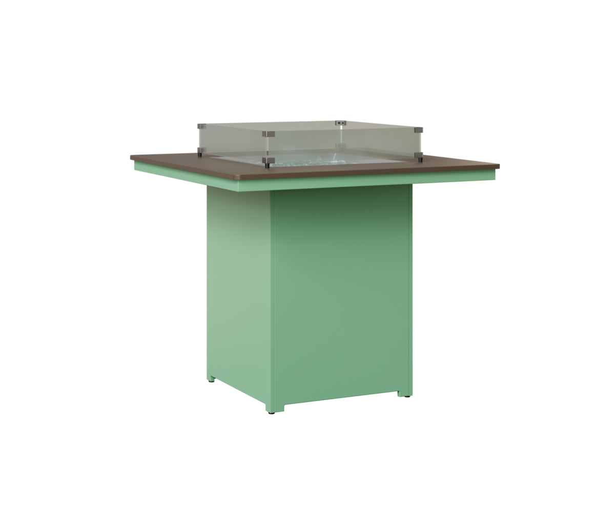 Berlin Gardens Numa 47" Sq Fire Table Bar in Mint, Hammered Bronze top