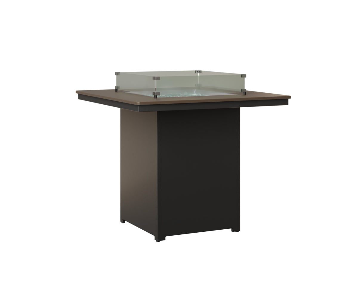 Berlin Gardens Numa 47" Sq Fire Table Bar in Black, Hammered Bronze top