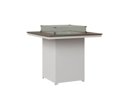Berlin Gardens Numa 47" Sq Fire Table Bar in White, Hammered Bronze top