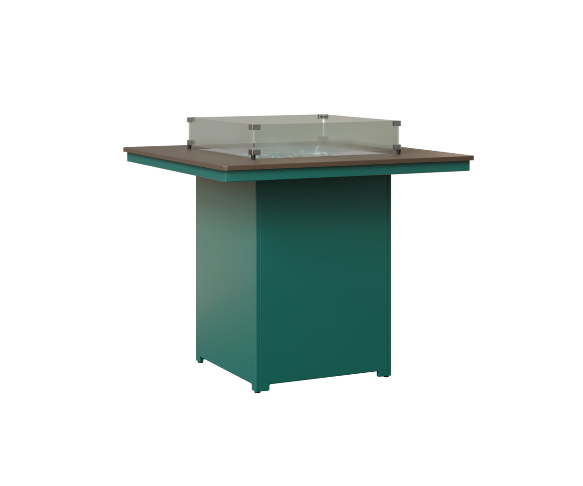 Berlin Gardens Numa 47" Sq Fire Table Bar in Teal, Hammered Bronze top