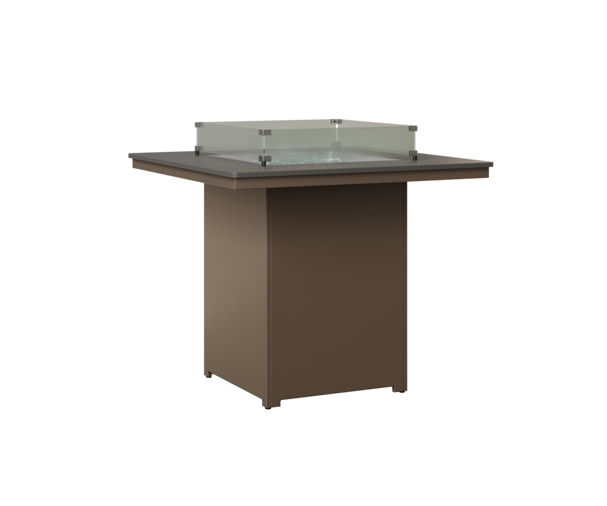 Berlin Gardens Numa 47" Sq Fire Table Bar in Clay, Hammered Stainless top