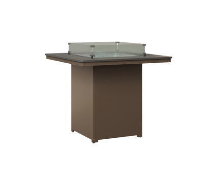 Berlin Gardens Numa 47" Sq Fire Table Bar in Clay, Hammered Stainless top