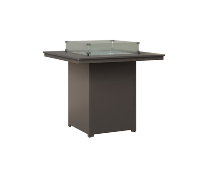 Berlin Gardens Numa 47" Sq Fire Table Bar in Graphite, Hammered Stainless top
