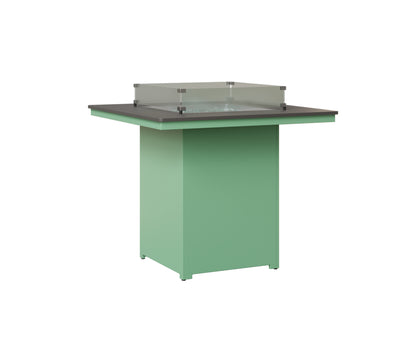 Berlin Gardens Numa 47" Sq Fire Table Bar in Mint, Hammered Stainless top