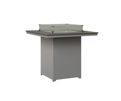 Berlin Gardens Numa 47" Sq Fire Table Bar in Fog, Hammered Stainless top