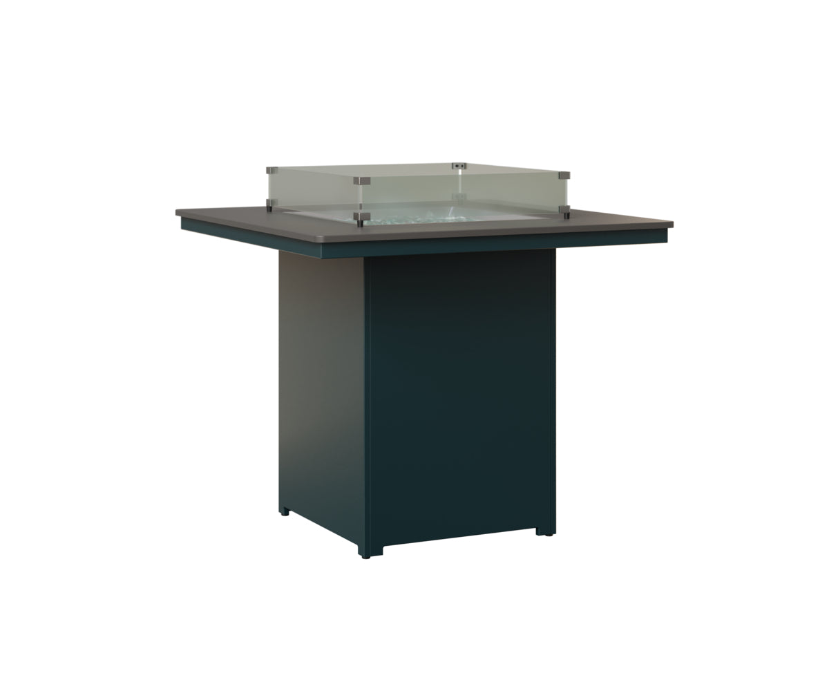 Berlin Gardens Numa 47" Sq Fire Table Bar in Berry, Hammered Stainless top