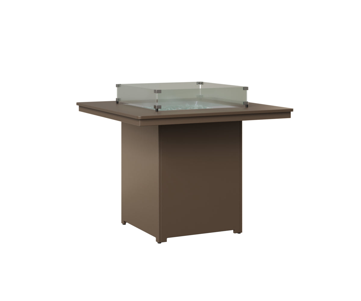 Berlin Gardens Numa 47" Sq Fire Table Counter in Clay, Hammered Bronze top