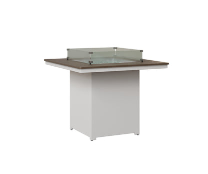 Berlin Gardens Numa 47" Sq Fire Table Counter in White, Hammered Bronze top