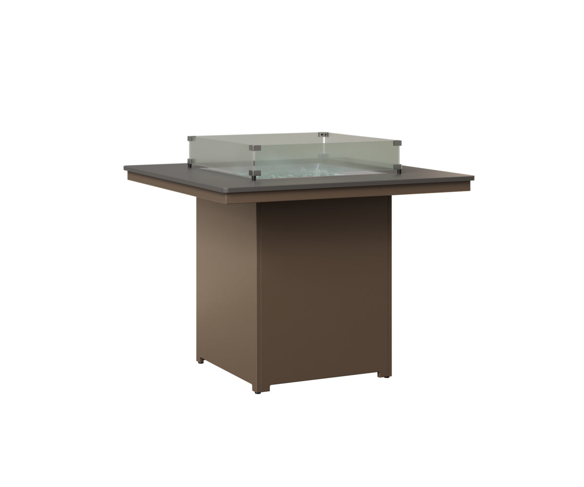 Berlin Gardens Numa 47" Sq Fire Table Counter in Clay, Hammered Stainless top