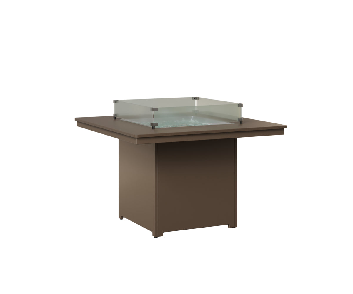 Berlin Gardens Numa 47" Sq Fire Table Dining in Clay, Hammered Bronze top