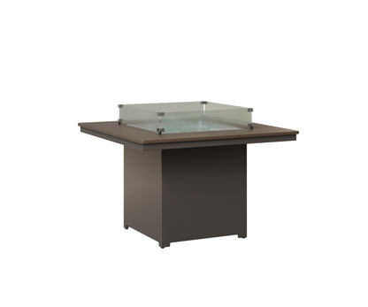 Berlin Gardens Numa 47" Sq Fire Table Dining in Graphite, Hammered Bronze top