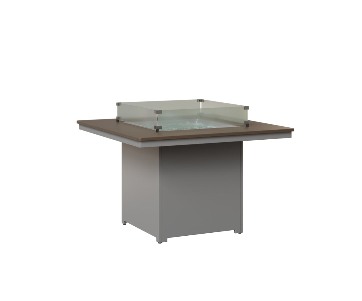 Berlin Gardens Numa 47" Sq Fire Table Dining in Fog, Hammered Bronze top