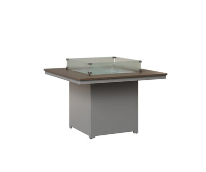 Berlin Gardens Numa 47" Sq Fire Table Dining in Fog, Hammered Bronze top