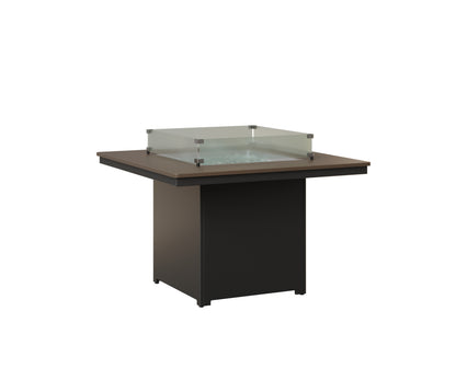 Berlin Gardens Numa 47" Sq Fire Table Dining in Black, Hammered Bronze top
