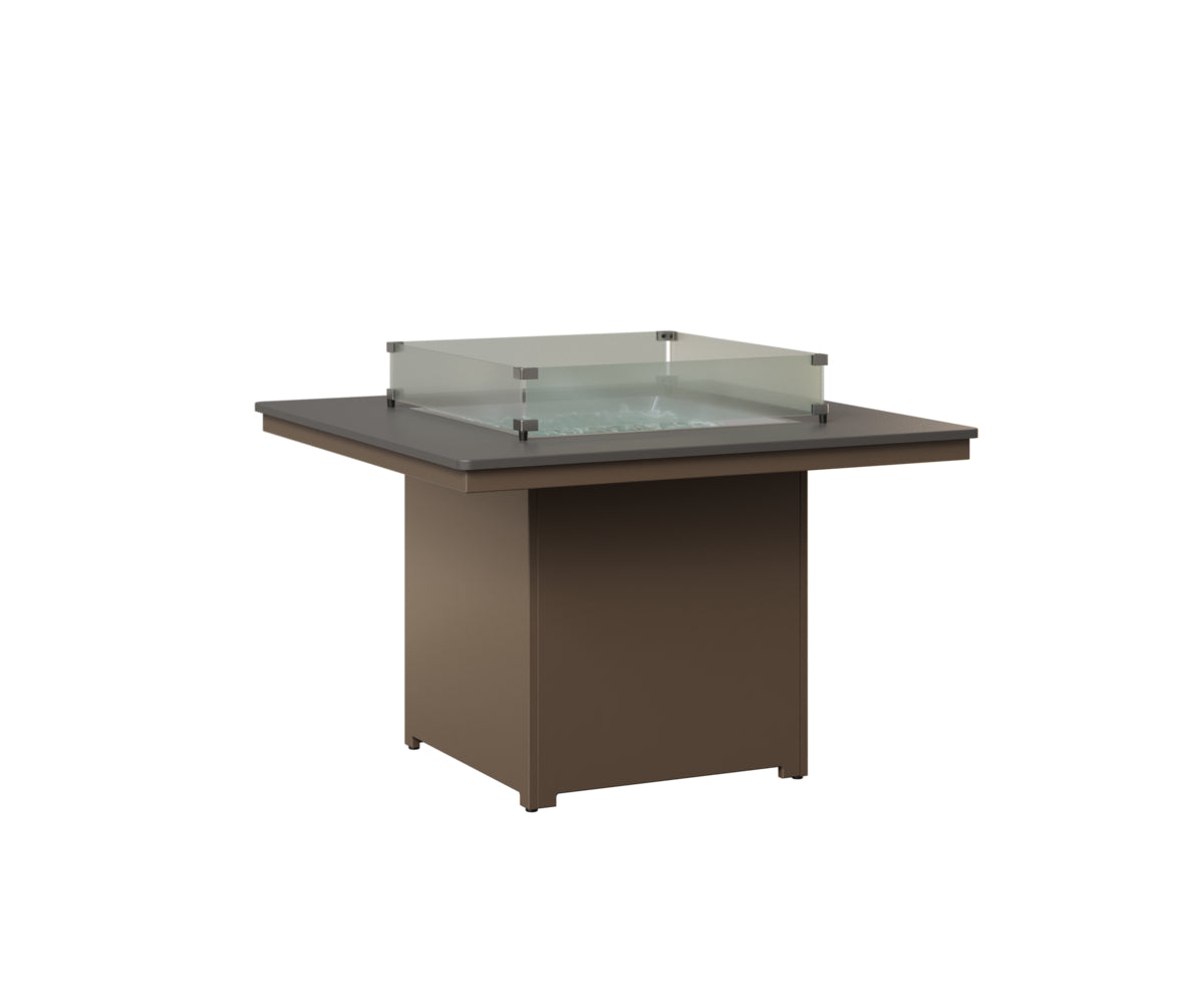 Berlin Gardens Numa 47" Sq Fire Table Dining in Clay, Hammered Stainless top