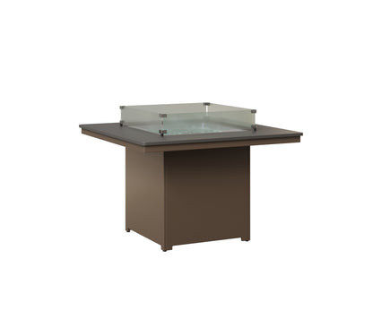 Berlin Gardens Numa 47" Sq Fire Table Dining in Clay, Hammered Stainless top