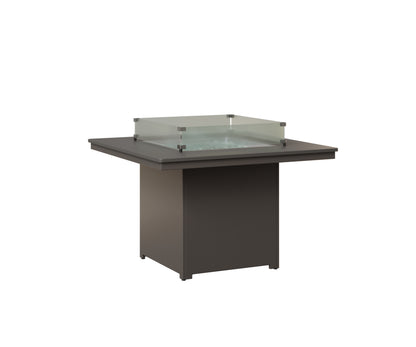 Berlin Gardens Numa 47" Sq Fire Table Dining in Graphite, Hammered Stainless top