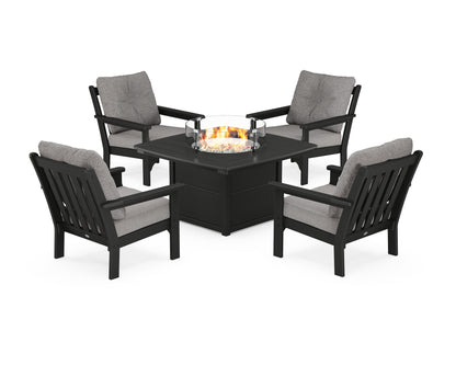 POLYWOOD Vineyard 5-Piece Conversation Set with Fire Pit Table