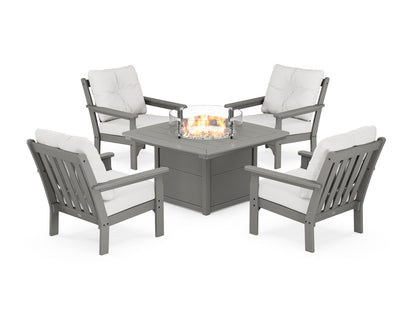 POLYWOOD Vineyard 5-Piece Conversation Set with Fire Pit Table