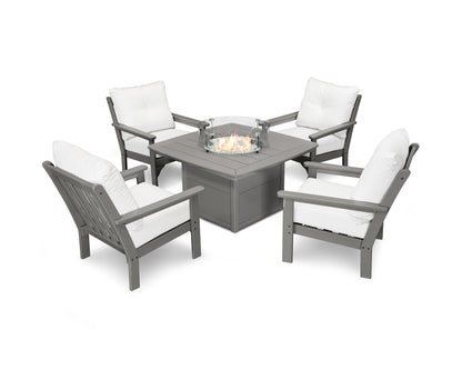 POLYWOOD Vineyard 5-Piece Conversation Set with Fire Pit Table