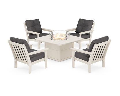 POLYWOOD Vineyard 5-Piece Conversation Set with Fire Pit Table