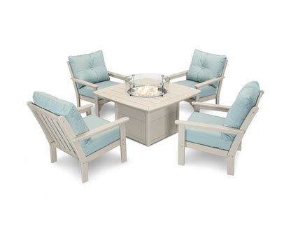 POLYWOOD Vineyard 5-Piece Conversation Set with Fire Pit Table