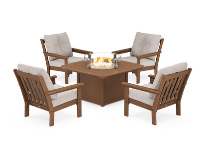 POLYWOOD Vineyard 5-Piece Conversation Set with Fire Pit Table