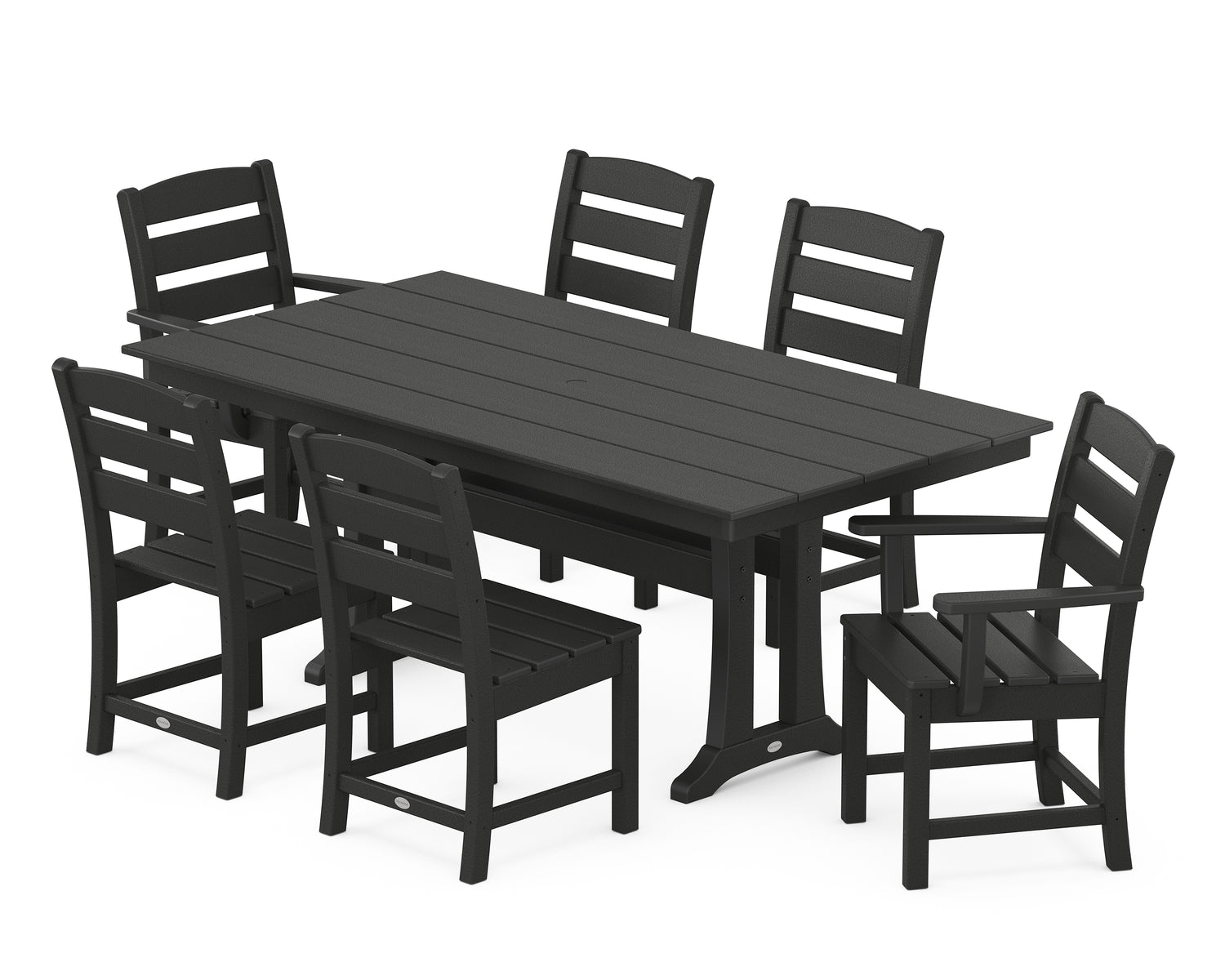 POLYWOOD Lakeside 7-Piece Farmhouse Dining Set with Trestle Legs