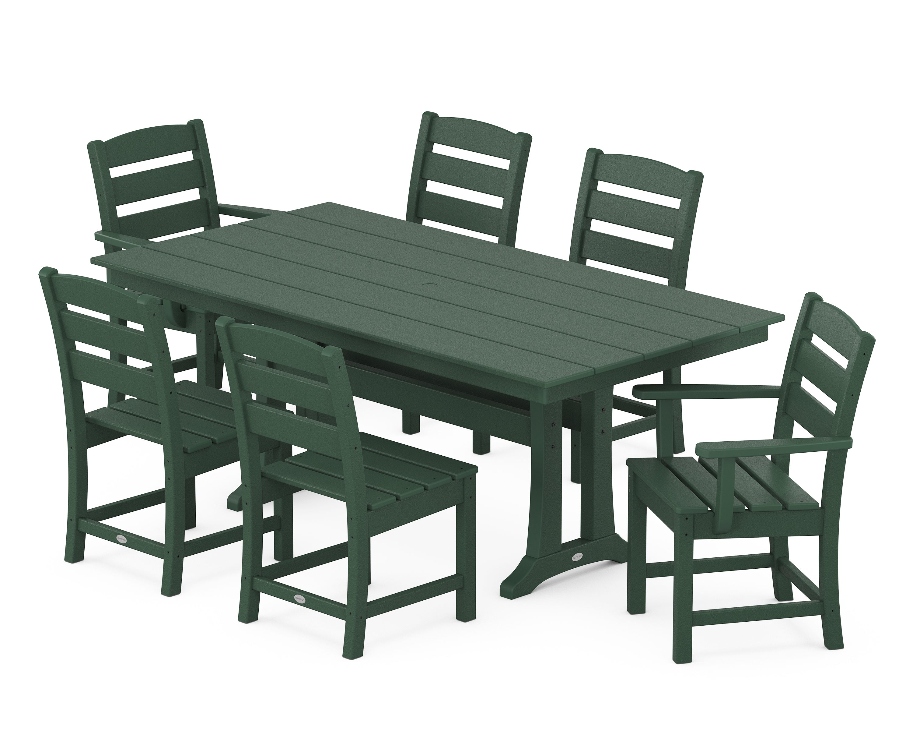 POLYWOOD Lakeside 7-Piece Farmhouse Dining Set with Trestle Legs