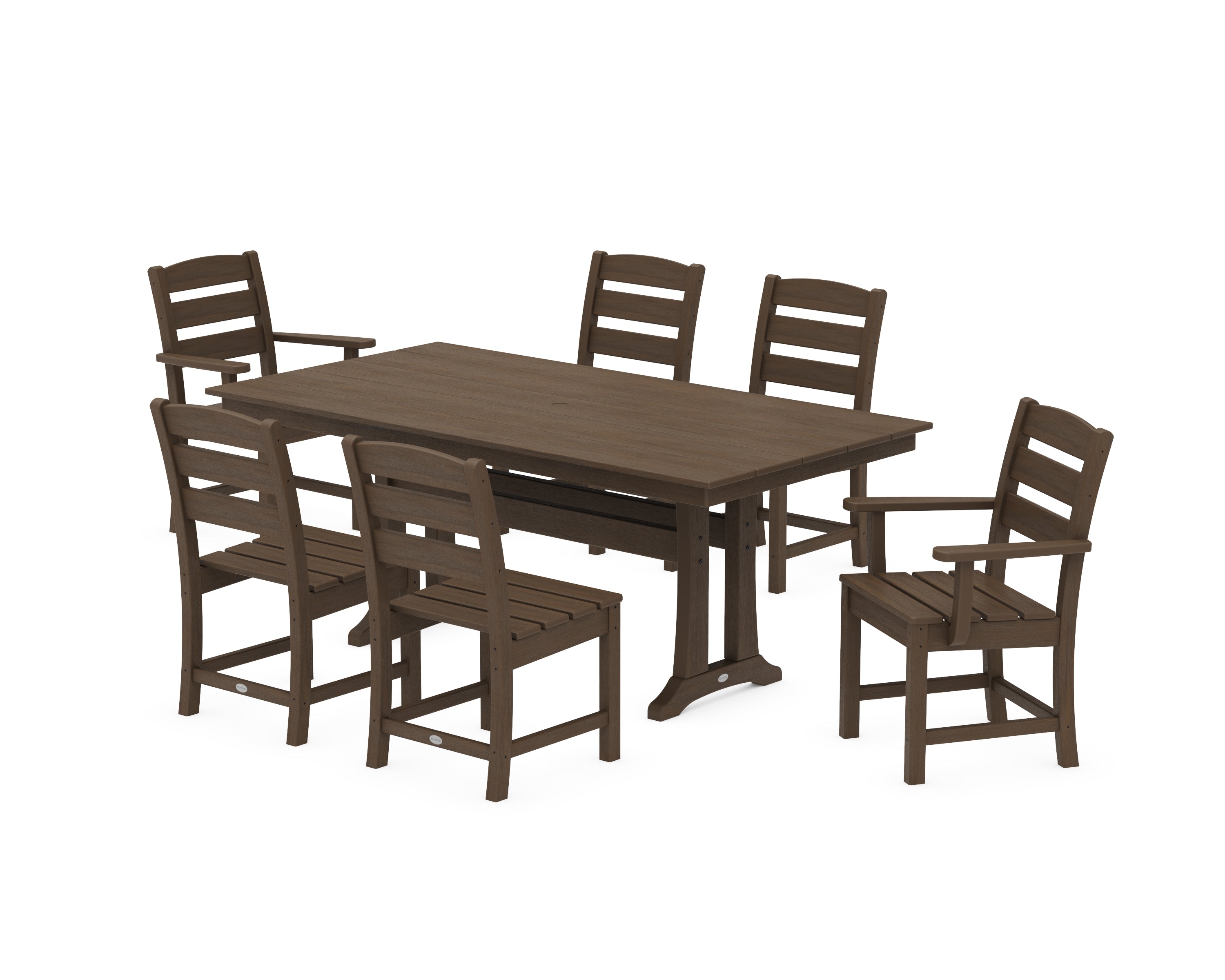 POLYWOOD Lakeside 7-Piece Farmhouse Dining Set with Trestle Legs