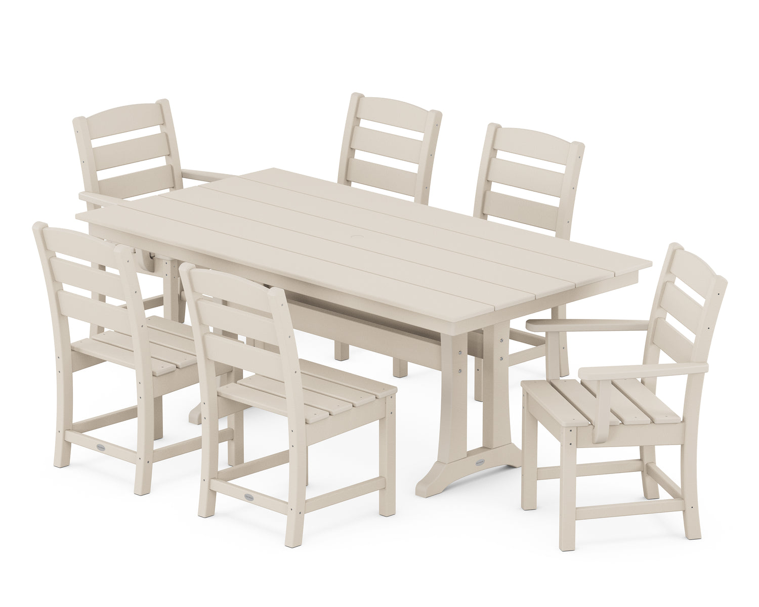 POLYWOOD Lakeside 7-Piece Farmhouse Dining Set with Trestle Legs