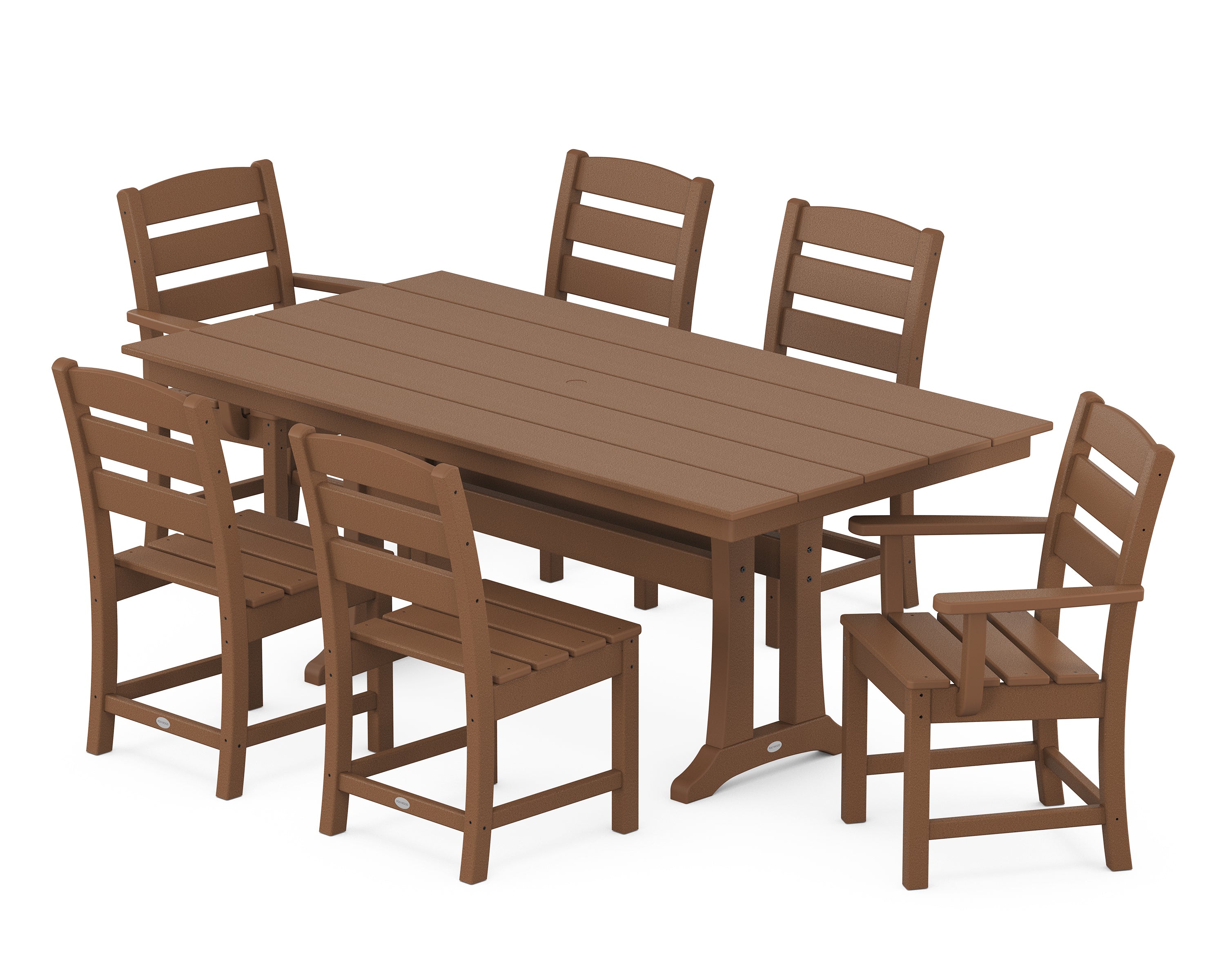 POLYWOOD Lakeside 7-Piece Farmhouse Dining Set with Trestle Legs
