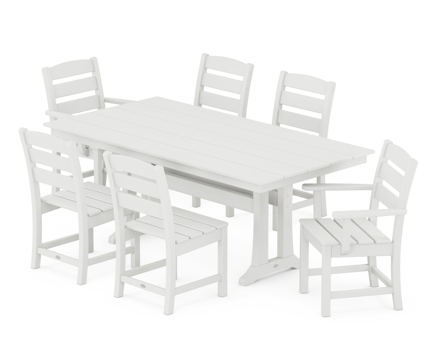 POLYWOOD Lakeside 7-Piece Farmhouse Dining Set with Trestle Legs