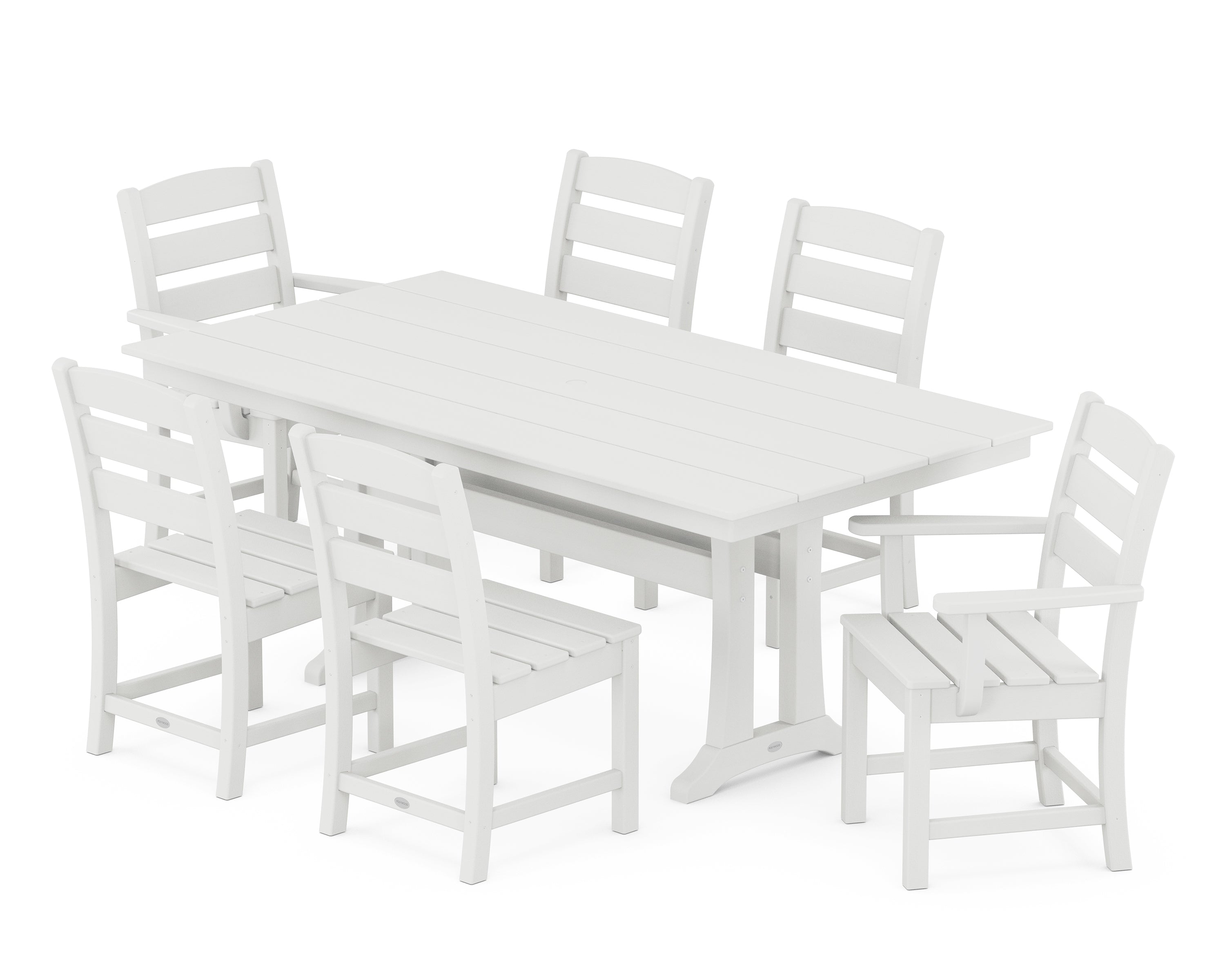 POLYWOOD Lakeside 7-Piece Farmhouse Dining Set with Trestle Legs